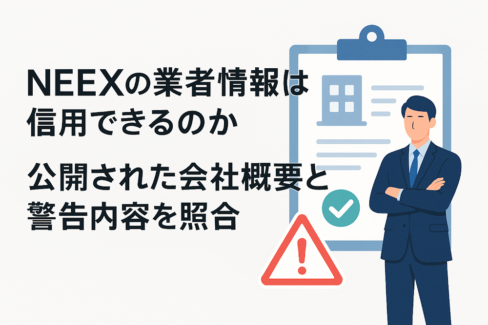 NEEXの業者情報は信用できる?公開された会社概要と警告内容を照合