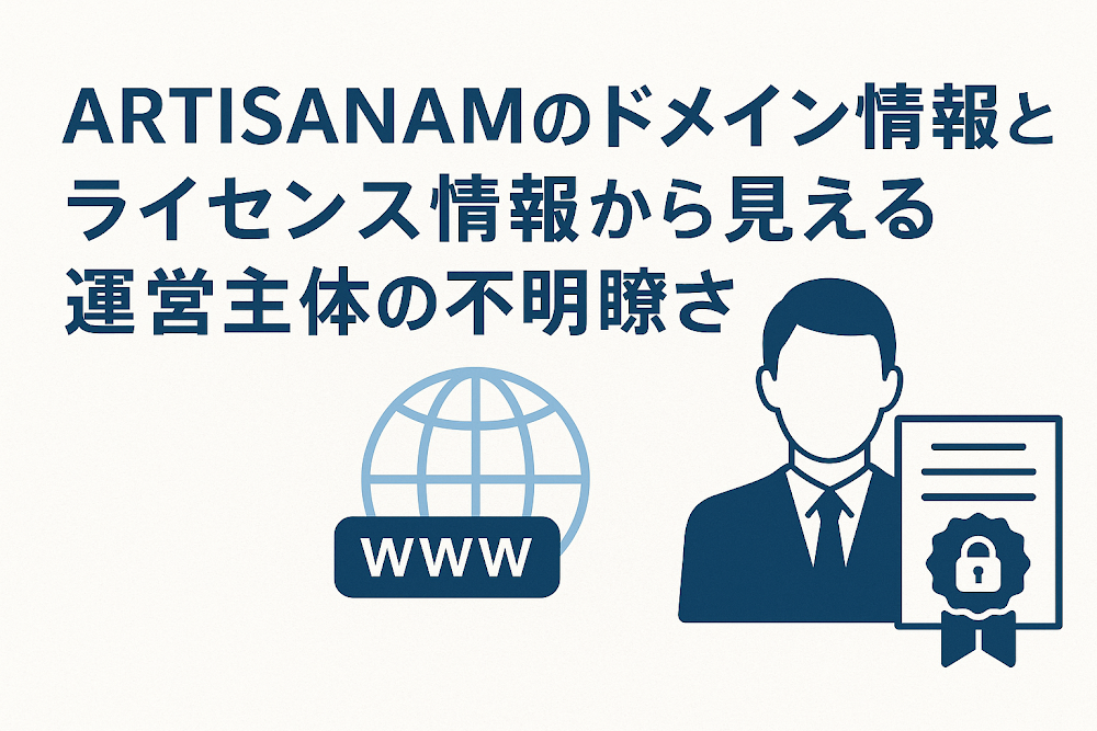 ARTISANAMのドメイン情報とライセンス情報から見える運営主体の不明瞭さ