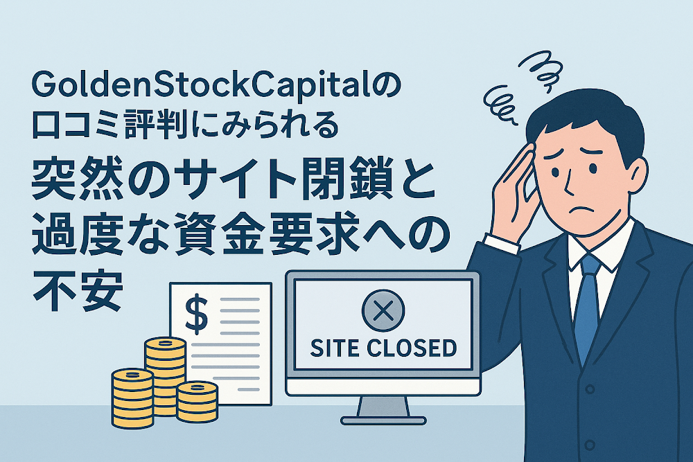GoldenStockCapitalの口コミ評判にみられる突然のサイト閉鎖と過度な資金要求への不安