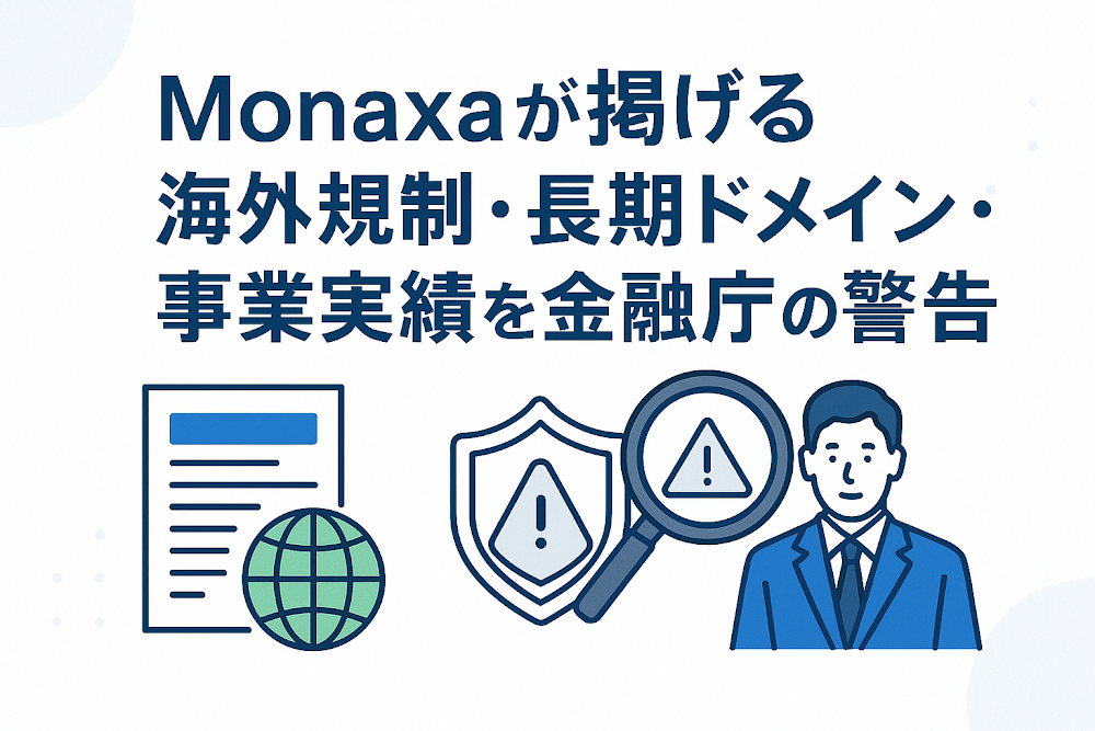 Monaxaが掲げる海外規制・長期ドメイン・事業実績を金融庁の警告と照合