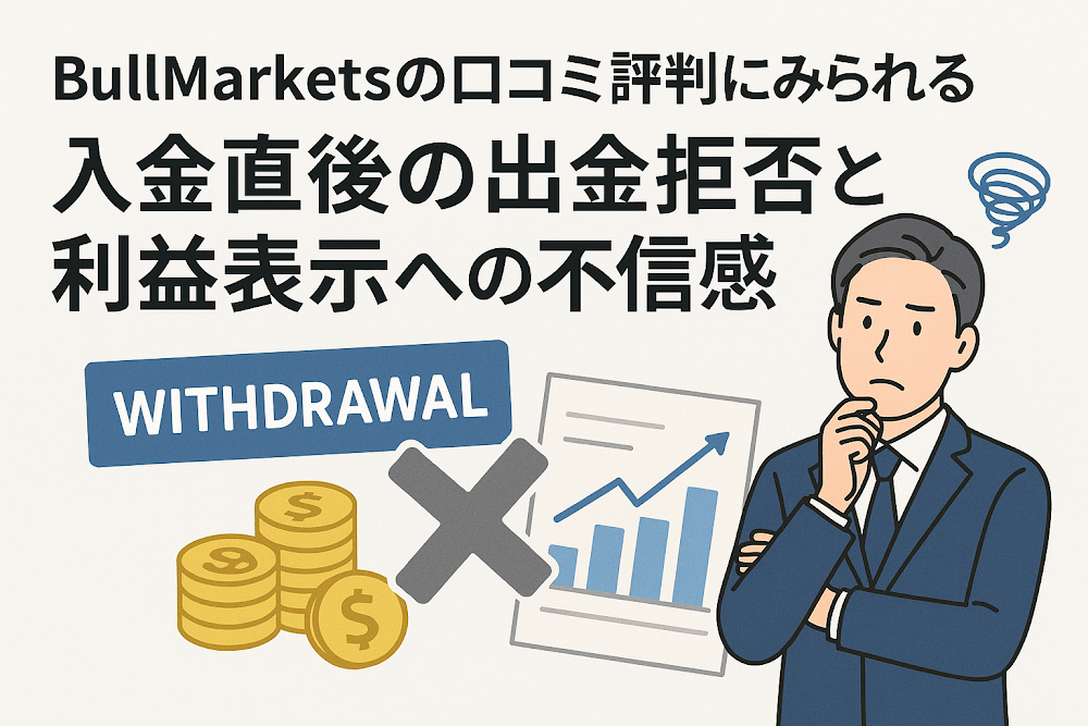 BullMarketsの口コミ評判にみられる入金直後の出金拒否と利益表示への不信感