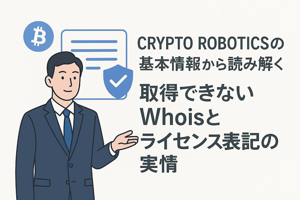 CRYPTO ROBOTICS（cryptorobotics.ai）の基本情報から読み解く　取得できないWhoisとライセンス表記の実情