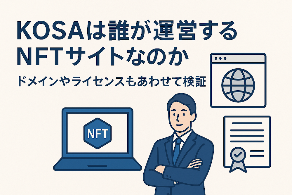 KOSAは誰が運営するNFTサイトなのか　ドメインやライセンスもあわせて検証