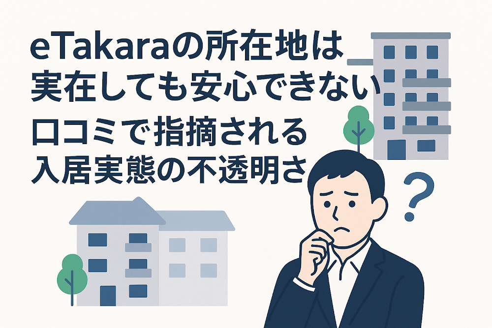 eTakaraの所在地は実在しても安心できない　口コミで指摘される入居実態の不透明さ