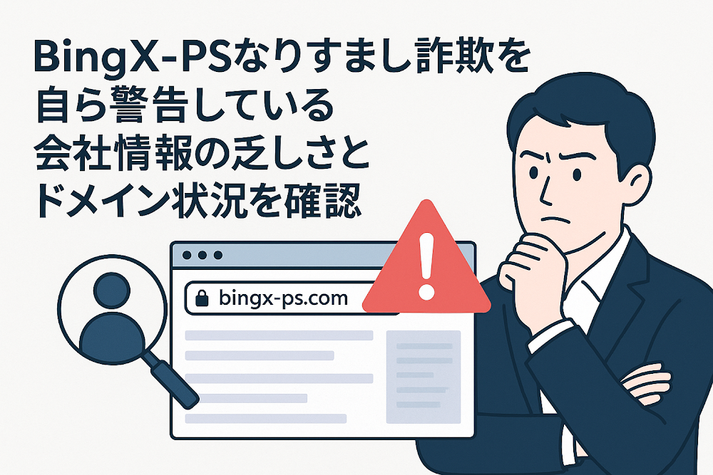 BingX-PSなりすまし詐欺を自ら警告している　会社情報の乏しさとドメイン状況を確認