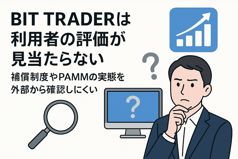 BIT TRADERは利用者の評価が見当たらない 補償制度やPAMMの実態を外部から確認しにくい
