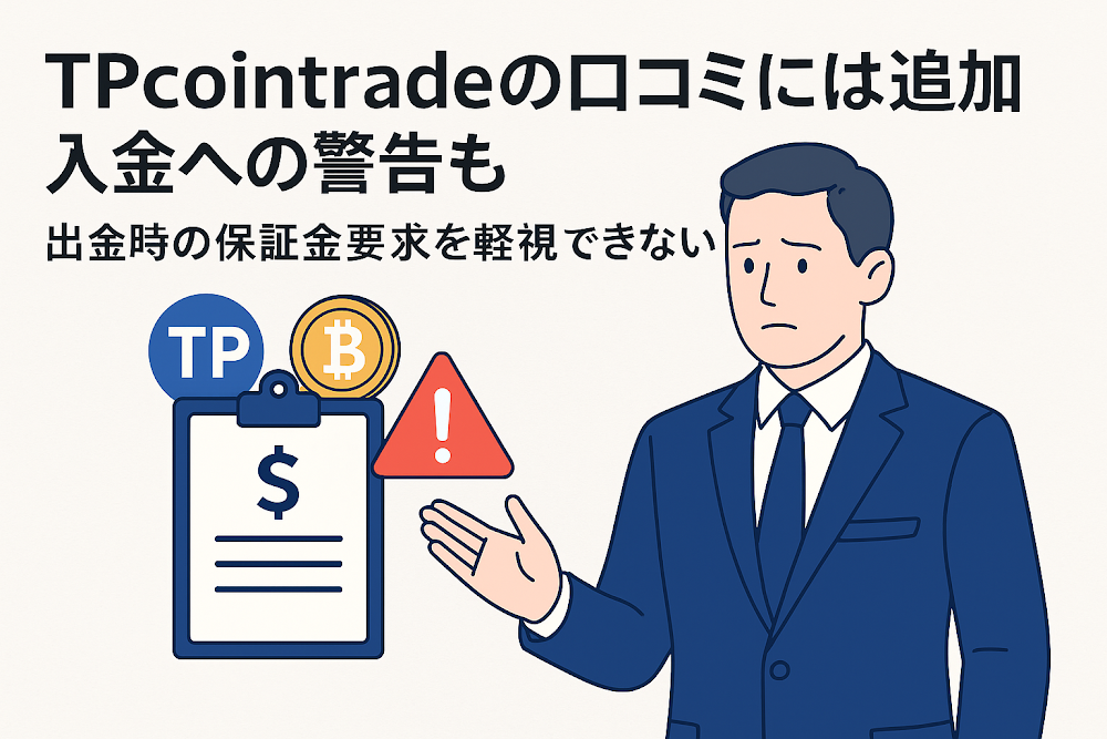 TPcointradeの口コミには追加入金への警告も 出金時の保証金要求を軽視できない