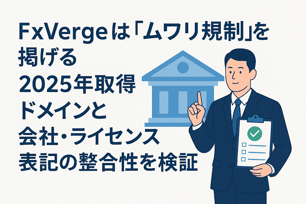 FxVergeは「ムワリ規制」を掲げる 2025年取得ドメインと会社・ライセンス表記の整合性を検証