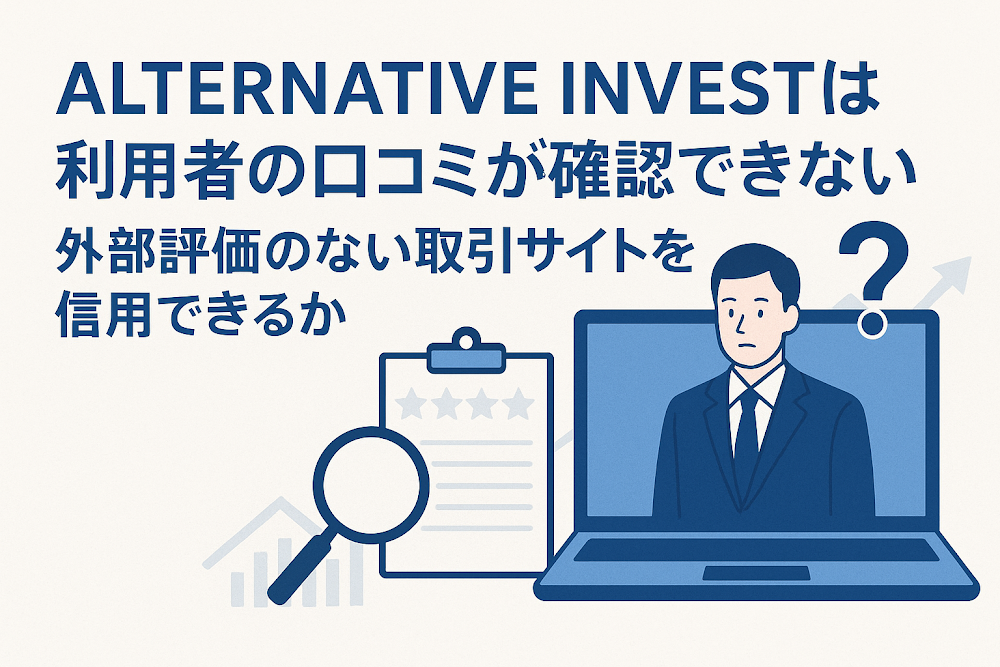 ALTERNATIVE INVESTは利用者の口コミが確認できない 外部評価のない取引サイトを信用できるか