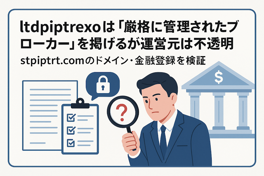 ltdpiptrexoは「厳格に管理されたブローカー」を掲げるが運営元は不透明 stpiptrt.comのドメイン・金融登録を検証