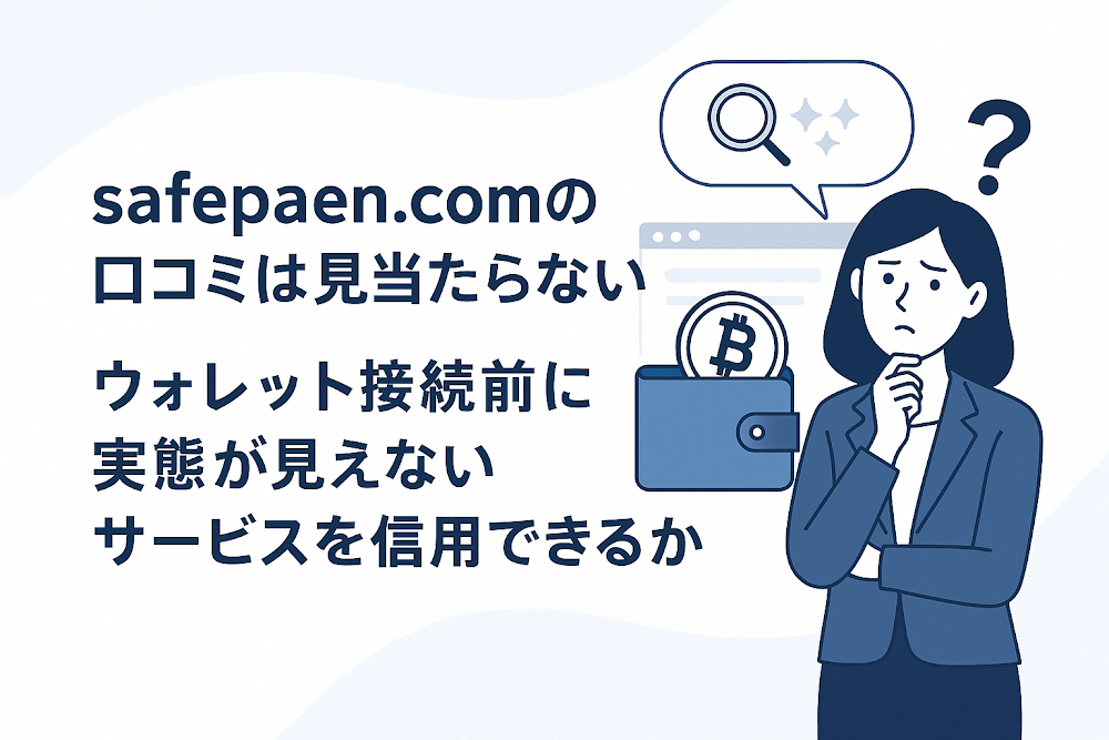 safepaen.comの口コミは見当たらない ウォレット接続前に実態が見えないサービスを信用できるか
