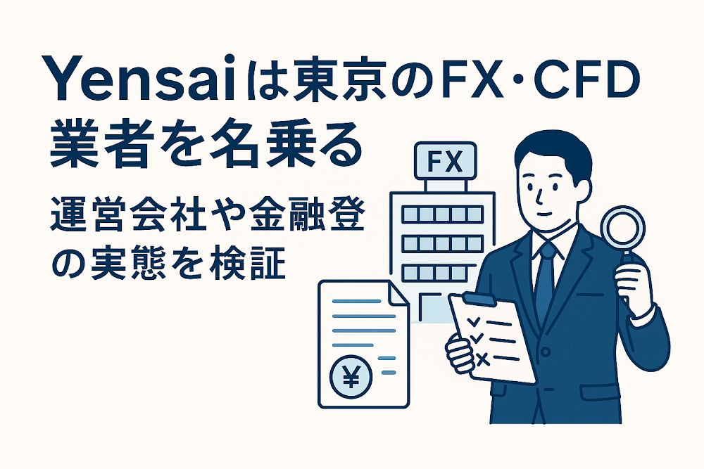 Yensaiは東京のFX・CFD業者を名乗る 運営会社や金融登録の実態を検証