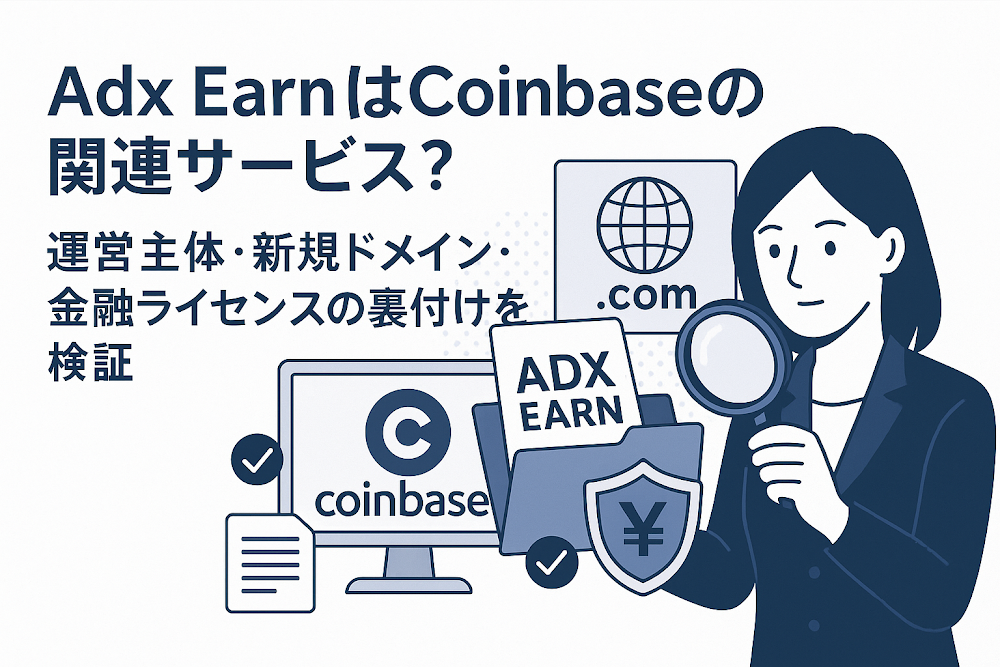 Adx EarnはCoinbaseの関連サービス?運営主体・新規ドメイン・金融ライセンスの裏付けを検証