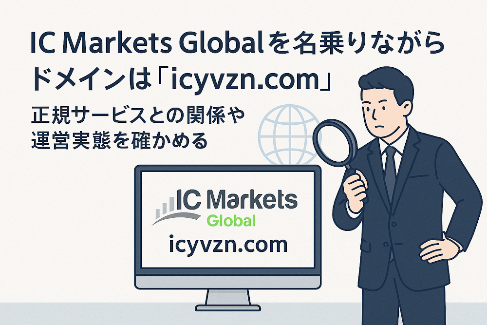 IC Markets Globalを名乗りながらドメインは「icyvzn.com」　正規サービスとの関係や運営実態を確かめる