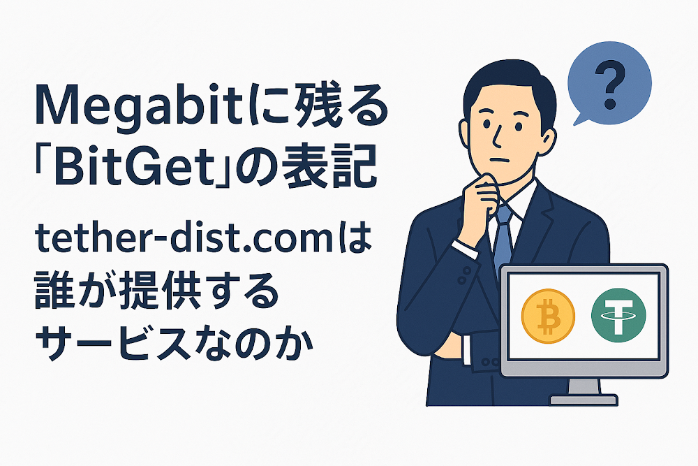 Megabitに残る「BitGet」の表記 tether-dist.comは誰が提供するサービスなのか