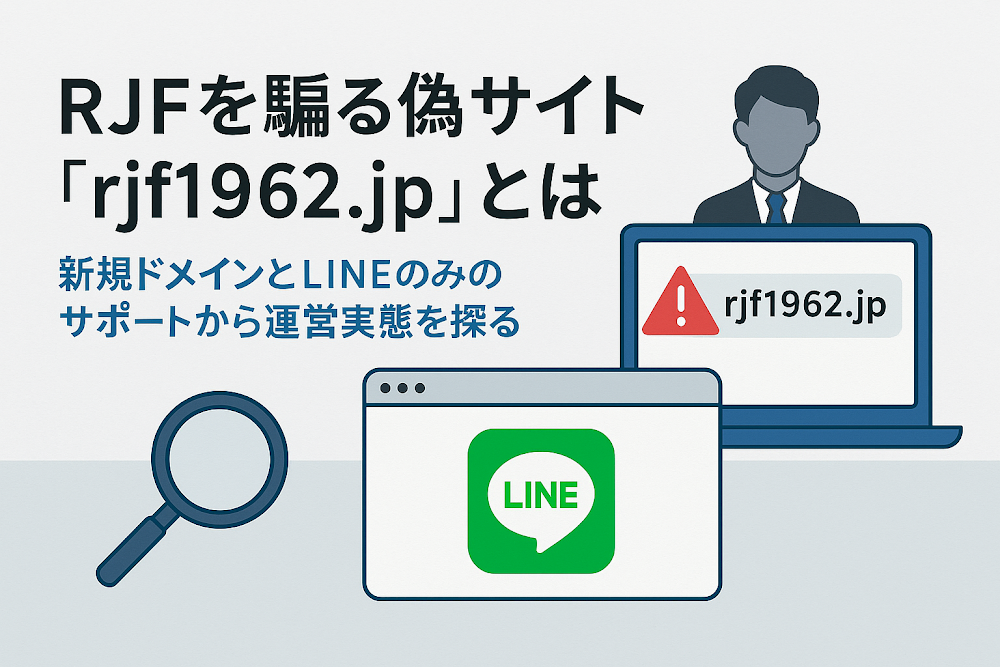 RJFを騙る偽サイト「rjf1962.jp」とは　新規ドメインとLINEのみのサポートから運営実態を探る