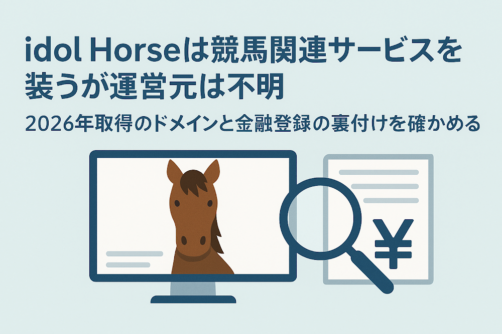 idol Horseは競馬口座として案内される一方、公開画面からサービス内容や運営元を確認できない