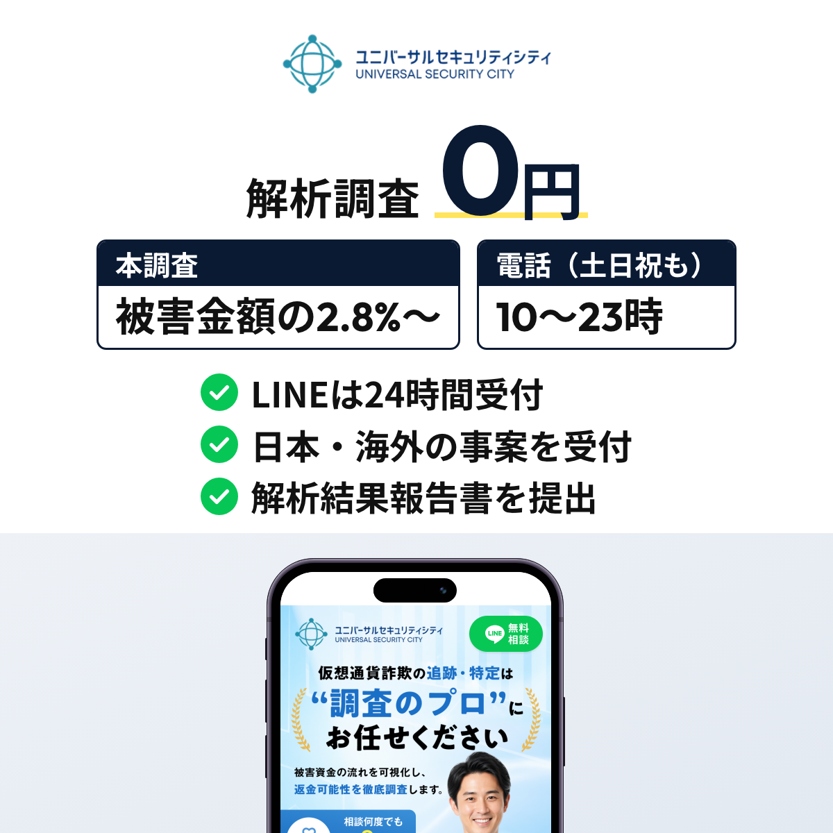 ユニバーサルセキュリティシティは海外の事案も受け付け、資金の追跡経路図つきの報告書を作る